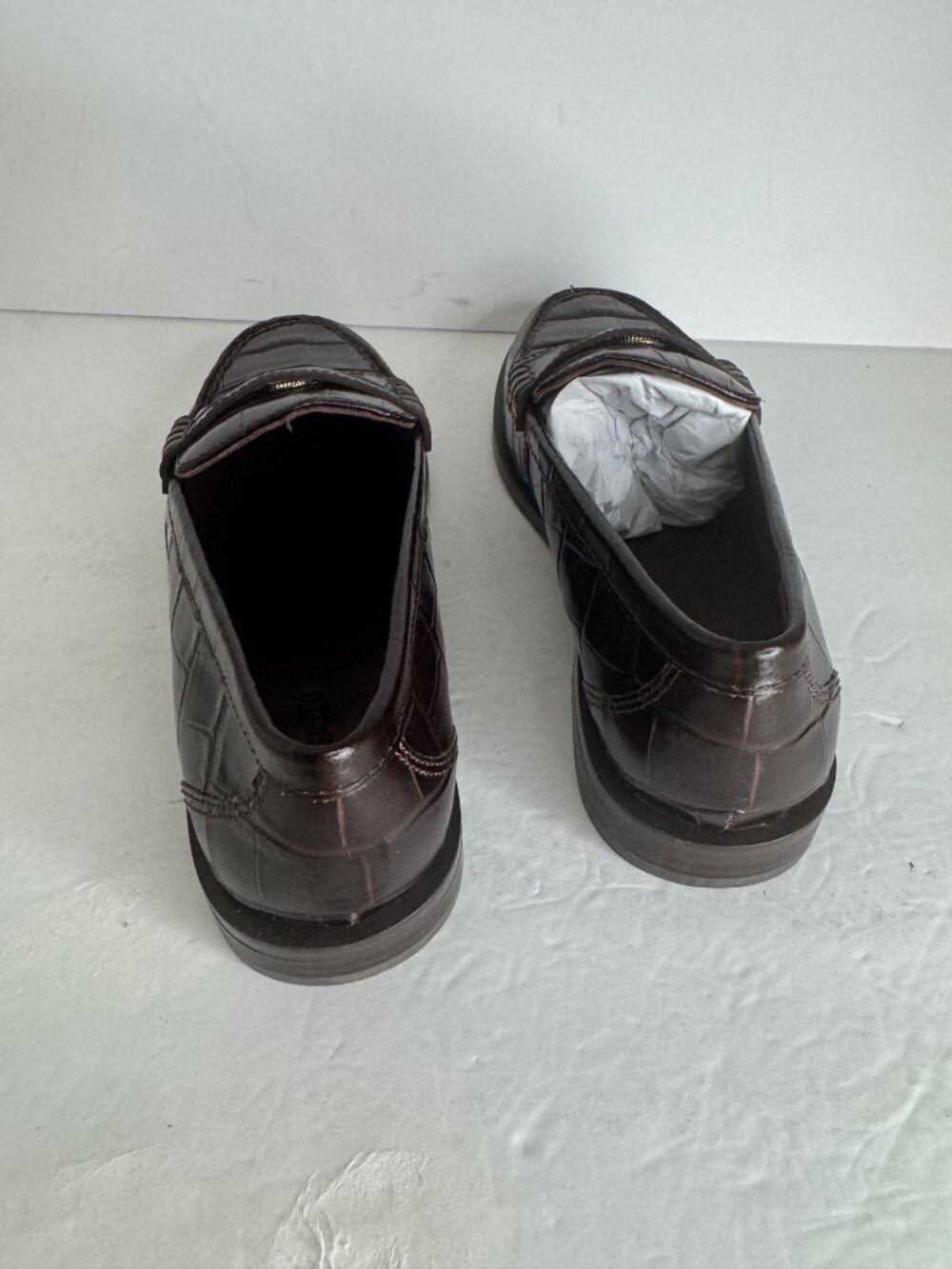 Madewell The Grayson Penny Loafer Croc Stamped Chocolate Raisin Brown Size 9 New - Picture 4 of 6